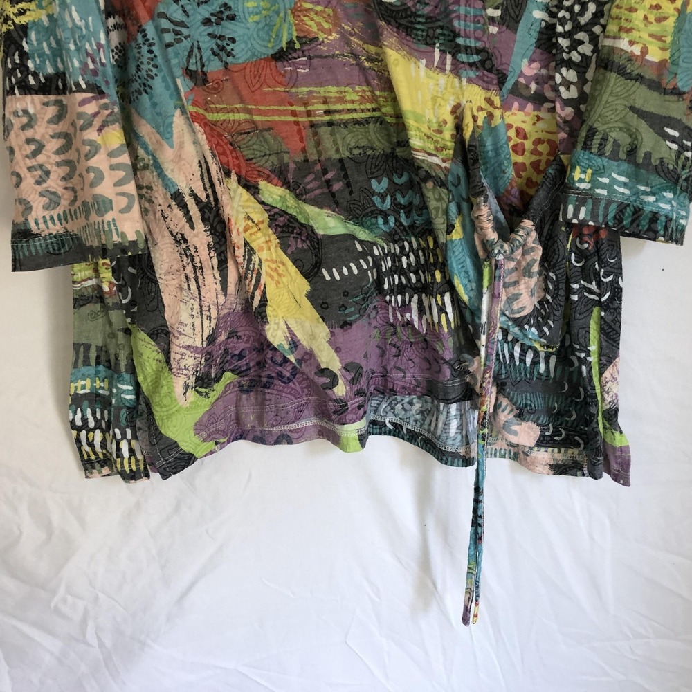 Ali Miles Shirt Womens 1X Multicolor Abstract Art Print Tunic 3/4 Sleeve Top - Picture 3 of 10